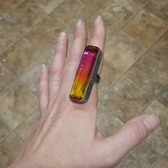 New Amazing Oversized Ametrine 925 Silver Statement Ring. - Picture 5 of 8